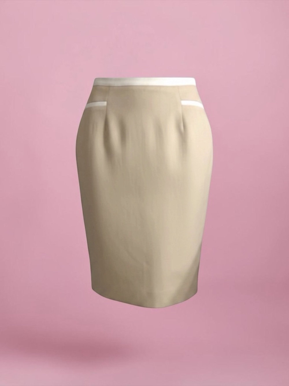 Brooks Brothers 🎀 Cream Pencil Skirt 🎀 White Waist/Pocket Trim 🎀 SZ6 🎀 Chic!